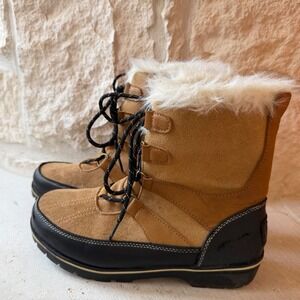 C9 Champion Womens Tan Faux Fur‎ Trim Lace Winter Snow Duck Boots Brown Black 9